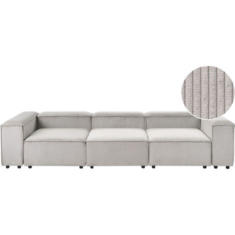 Modular Sofa Taupe Cord Fabric Upholstered 3 Seater Black Legs Modern Living Room Couch ARDAL (1/5)