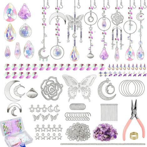 Kit de bricolage 400 pièces attrape-soleil en cristal pour décoration de fenêtre et mobile à vent (1/4)