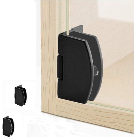 【2 Pièces】 Charnière pour porte vitrée de placard, support de salle de bain, support d'affichage pour porte vitrée sans cadre, charnière à 90 degrés (noir) (1/5)