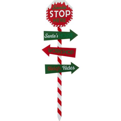 Pancarte de Noël en forme de stop rouge et vert H. 102 cm - Feeric lights & christmas (1/3)