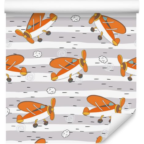 Papier peint rétro féerique à motifs d'avions pour salon et chambre 50x1000 cm (1/5)