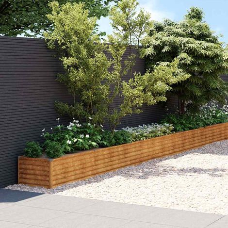 Lit surélevé de jardin-Jardinière surélevée-Bac de jardin surélevé 770x50x36 cm acier corten (1/5)