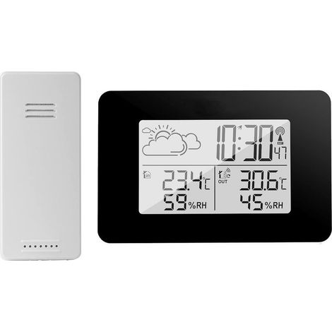 Tigrezy Station météo radio sans fil avec Capteur Extérieur, Thermomètre numérique d’intérieur et d’extérieur et Hygromètre - prévisions météorologiques, réveil, Rétroéclairage pour Chambre à coucher (1/5)