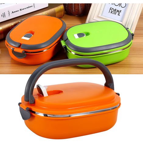 Boîte repas isotherme en acier inoxydable orange à un niveau pour déjeuner et dîner