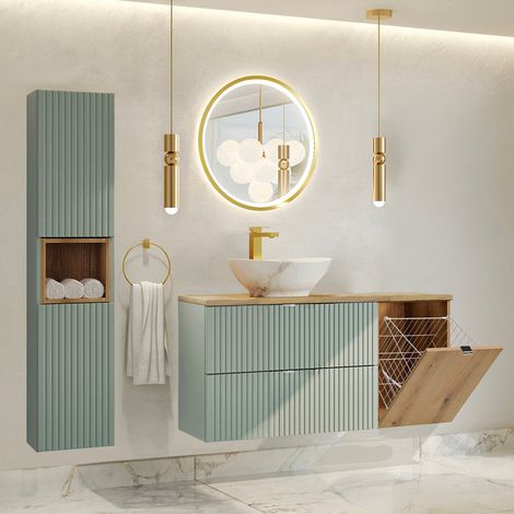 Set di mobili da bagno con lavabo Jade verde 120cm (1/5)
