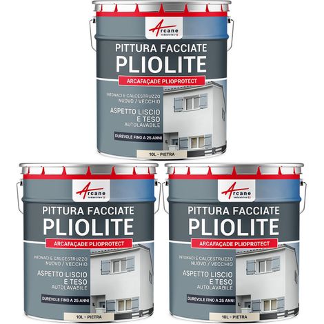 Pittura alla pliolite : per facciate e stucco - ARCAFAÇADE PLIOPROTECT - 3 x 10 L Pietra - RAL 090 90 10 - ARCANE INDUSTRIES