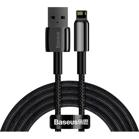 Baseus Wolframgold-USB-auf-Lightning-Kabel, 2,4 A, 2 m (Schwarz) (1/5)