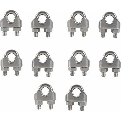 M6 Serre-câbles Etrier U Boulon Clip de Câble 304 Acier inoxydable Selle de pince de Câble Câble métallique Clips pour etendoir linge exterieur10PCS (1/5)