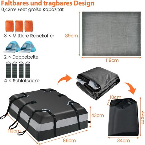 420 l dachbox fur auto mit zahlenschloss 6 turhaken anti rutsch matte wasserdichter dachkoffer grau