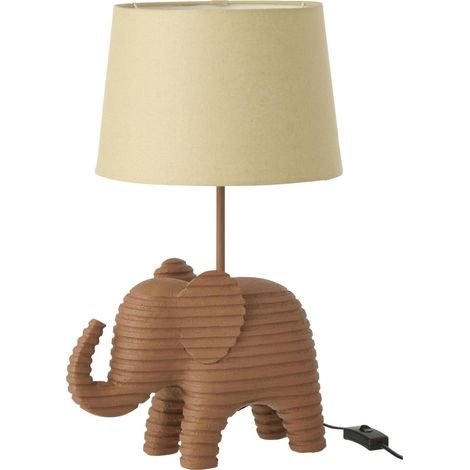 Lampe de table éléphant en polyrésine marron - marron et beige (1/3)