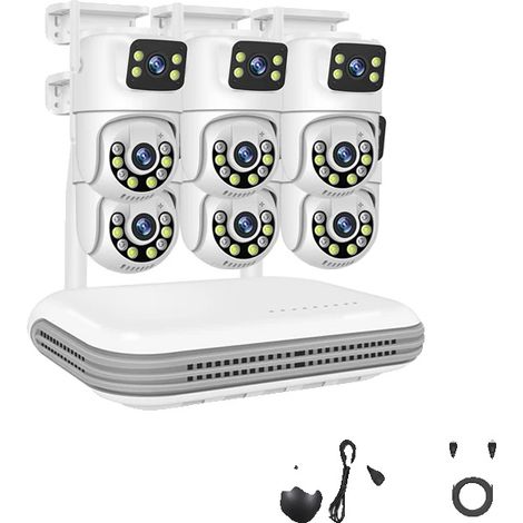 Système de caméra IP, 6MP double objectif, audio bidirectionnel, 8CH NVR x 6 Cam-a, 1T-a (1/2)