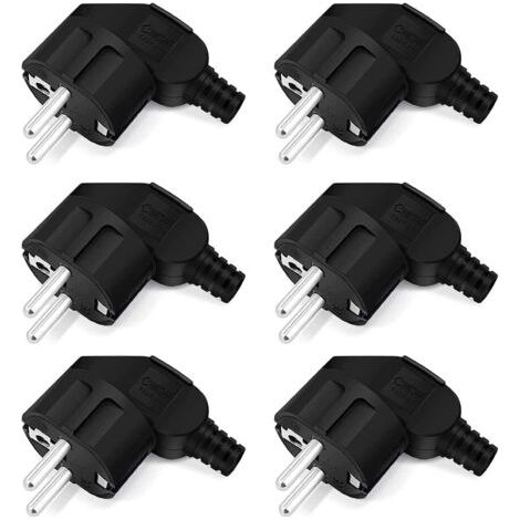 Prise Electrique, 6 Pcs Prise Electrique Male, 250V 16A Fiche Electrique Male, Prise Male Etanche Exterieur, Fiche de Contact de Protection, Fiche Electrique pour Les Câbles de 8 à 10 mm Fiche (1/5)