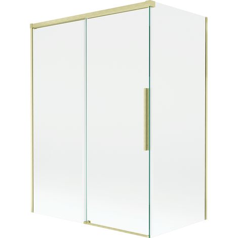 Mexen Rox mampara de ducha 2-paneles deslizantes 120 + 70 x 150 cm, transparente, dorado cepillado - 8C9-120-070-55-00