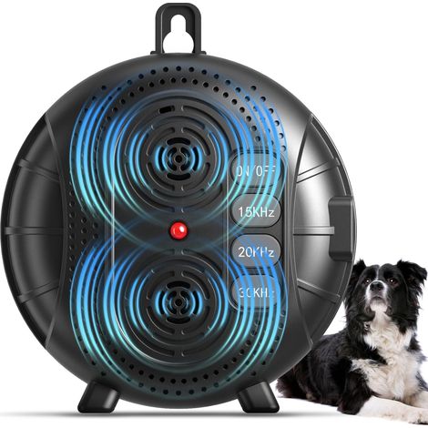 Dispositif anti-aboiements pour chiens, silencieux d'aboiements intérieur et extérieur (noir), boîtier anti-aboiements à ultrasons rechargeable avec 3 réglages (1/5)