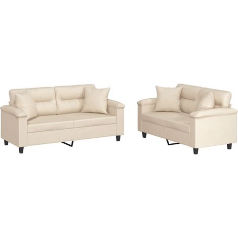 Maison Exclusive - Set Divani 2 pz con Cuscini Beige in Tessuto Microfibra