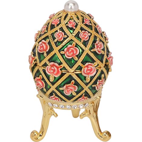 Boîte à bijoux vintage en forme d'œuf avec relief floral, coffret de rangement exquis en métal, idée cadeau décoration (1/5)