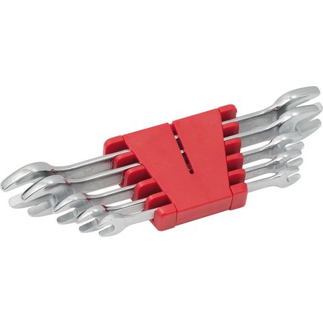 Kstools – Jeu de clés à fourche 5 pcs 8-19mm – Acier chrome vanadium finition satinée – Normes DIN 3110 ISO 1085 ISO 10102 ISO 3318 – Fourche inclinée 15° (1/3)