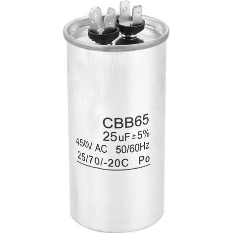 Condensateur CBB65 25µF 450V Coque Aluminium Antidéflagrant pour Moteur de Climatisation (1/5)