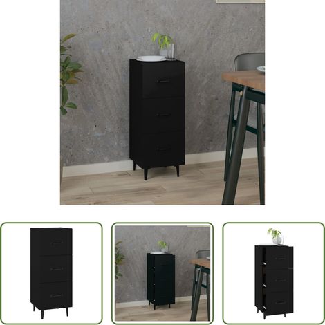 vidaXL Schrank - Sideboard Schwarz 34,5x34x90 cm Holzwerkstoff (1/5)