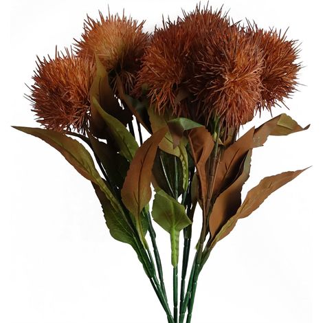 Pack of 6 x 70cm Globe Thistle Yellow Ball Artificial Flower Stem (1/5)