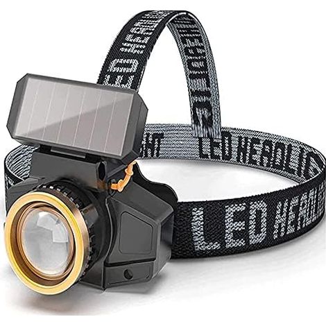 Phares solaires de cyclisme, camping et randonnée, lampes d'extérieur à induction, lampes de mineur, phares puissants, zoom télescopique, lampe frontale multifonction pour voyage (1/5)