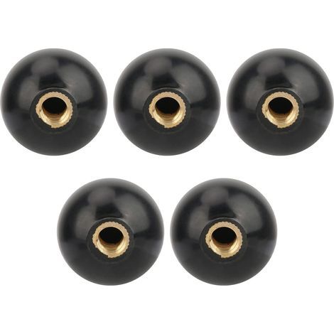 Vikye Bouton de boule filetée, 5pcs M10x35 boule de manette ronde en noir en bakélite avec bouton de levier pour opération de la machine, poignées de rechange (1/4)