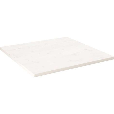 Plateau de table carré en pin massif blanc 90 x 90 x 2,5 cm, bords arrondis - PANGIVO (1/5)
