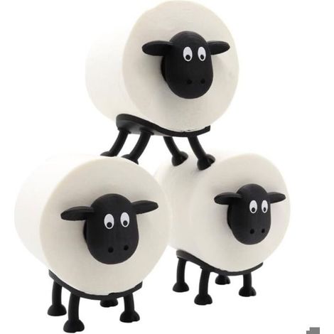 Porte-papier toilette pour rouleaux de 38 et 42 mm - Mouton - Lot de 3 (1/4)