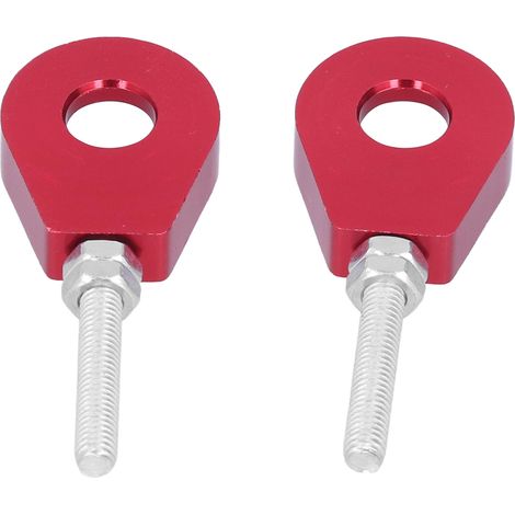 Tendeur de chaîne réglable 2 pièces 0,5 pouce en aluminium rouge, universel pour moto et VTT, kit de tension de chaîne robuste pour vélo tout terrain et motocyclette. (1/5)