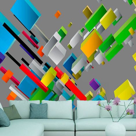 Papier peint puzzle de couleur - 200 x 140 cm