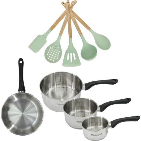 Lot 1 Poêle 20cm et 3 Casseroles 12/16/20cm Fackelmann Généva avec 5 ustensiles (1/5)