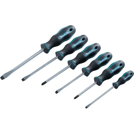 Juego de destornilladores de precisión de 6 piezas Makita E-10512, herramientas manuales, ideal para trabajos detallados, diseño ergonómico y duradero, multicolor