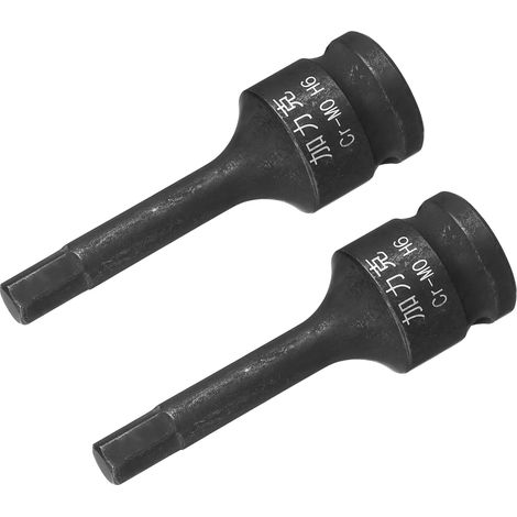 2 Pcs 1/2" Conduire x H6(6mm) Douille à Embout Hexagonal à Impact, Métrique 2.36" Longueur, CR-MO Acier à Utiliser avec des Visseuses à Percussion ou des Cliquets Manuels (1/5)