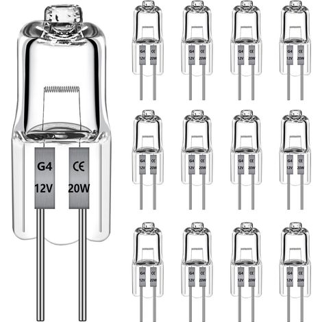 12 Pièces Ampoule Halogène G4 12V 20W 470LM, Ampoule Dimmable 2700K Blanc Chaud, G4 Halogène Pour Hotte, Cuisine, Salon, Chambre, L'éclairage D'Armoire et Ainsi de Suite