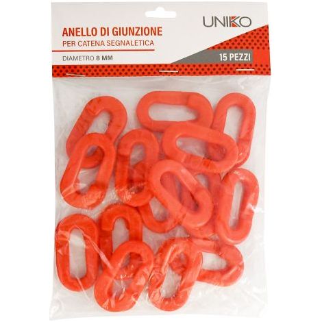ANELLO DI GIUNZIONE PER CATENA SEGNALETICA IN PLASTICA mm 8 - blister da 15 pezzi