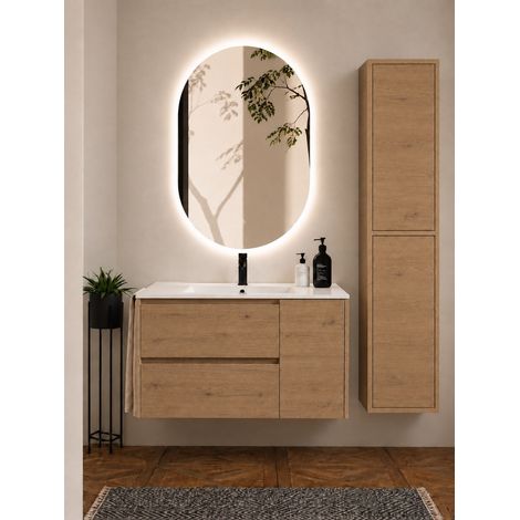Mobile bagno con lavabo ORIGENBATH ITACA senza specchio 50x40 cm estepa con colonna (1/5)
