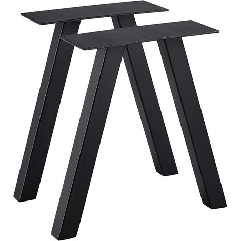 [En.Casa] – Lot de 2 pieds de table triangulaires en acier laqué noir – Dimensions 42 x 40 cm – Pour meubles sur mesure – Stabilité renforcée
