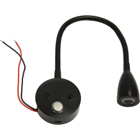 Lampadaire de Lecture Mural LED, Toucher Sensitif, 3 Températures de Couleur, Variateur d'Intensité, Bras Flexible pour Lit, Camping-Car, Bateau, Tension 12-24V DC, Noir (1/5)