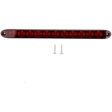 Luz trasera de freno de 12 V y 11 LED, lente de policarbonato rojo en forma de tira para camiones, remolques y vehículos comerciales. (1/4)