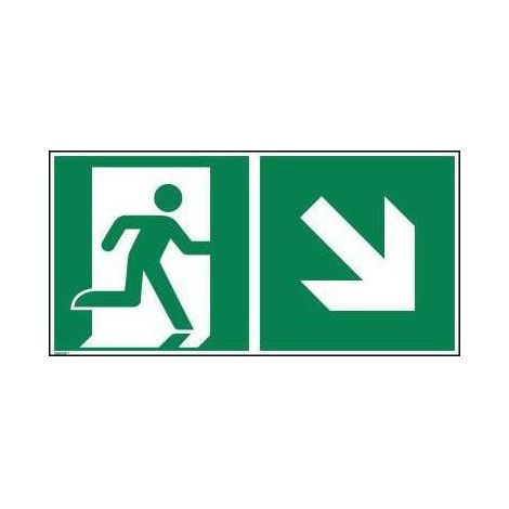 NEUTRALWARE Hinweisschild 30 x 15 cm (B x H) E001 Rettungsweg rechts abwärts Hart-PVC