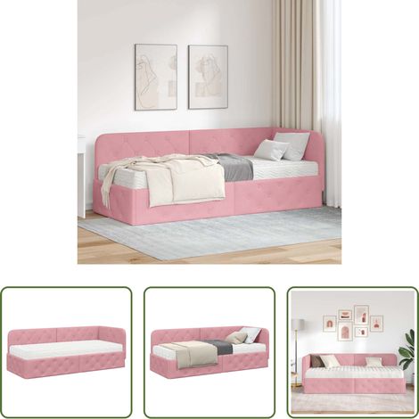 vidaXL Canapé - Cadre de lit d'angle Rose 80 x 200 cm Velours (1/5)
