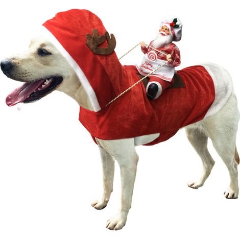 Weihnachtskostüme für Hunde, Weihnachtskostüm für Katzen mit Weihnachtsmann im roten Mantel für Katzen und Hunde, verstellbarer Brustumfang 56 (1/4)