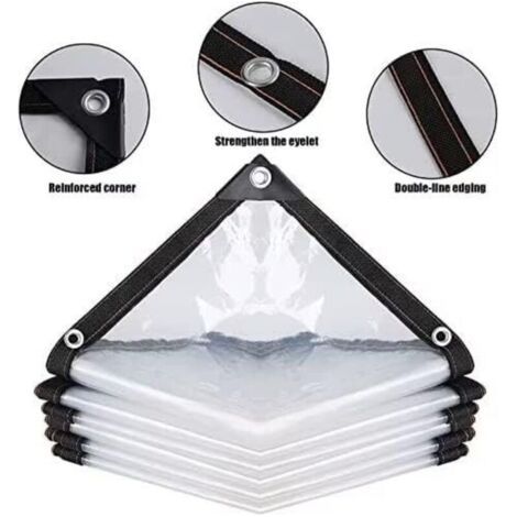 NALOOKAMIC Bâche imperméable Transparente avec œillets pour Meubles de Jardin,Utilisable en extérieur,Imperméable à la Pluie-Isolation des Plantes,Résistant à la poussière,2mx2m (1/3)