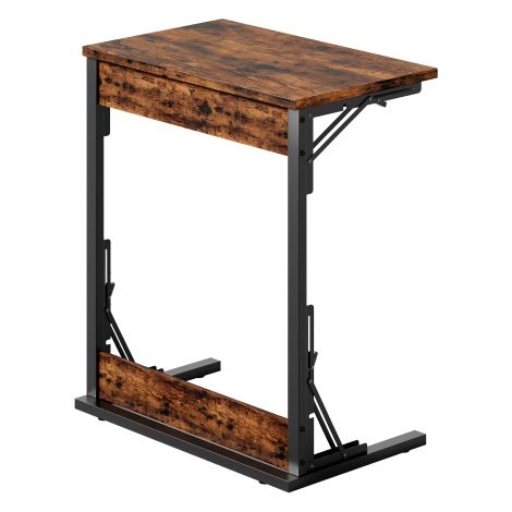 Table d'appoint pliable en forme de C — Structure métallique avec pieds réglables. Idéale pour le salon, la chambre ou le bureau  s'utilise comme table d'appoint, table basse ou plateau TV. (1/5)