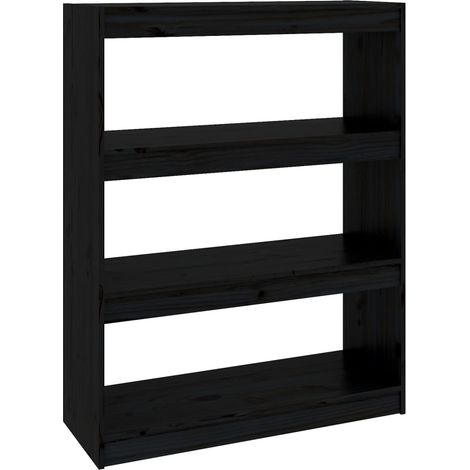 Maison Exclusive - Libreria/Divisorio Nero 80x30x103,5cm in Legno Massello di Pino