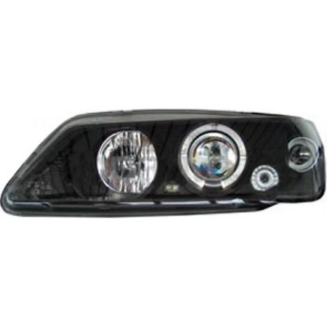 2 Phares Adaptables compatible avec Peugeot 306 93-97 - Noir - Double Angel Eyes