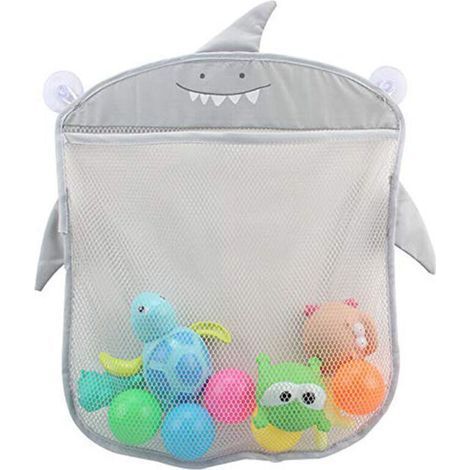 Borsa portaoggetti per giocattoli da bagno per bambini, organizer da bagno da appendere, borsa a rete con 2 potenti ventose per spazzola da doccia e shampoo. (1/5)