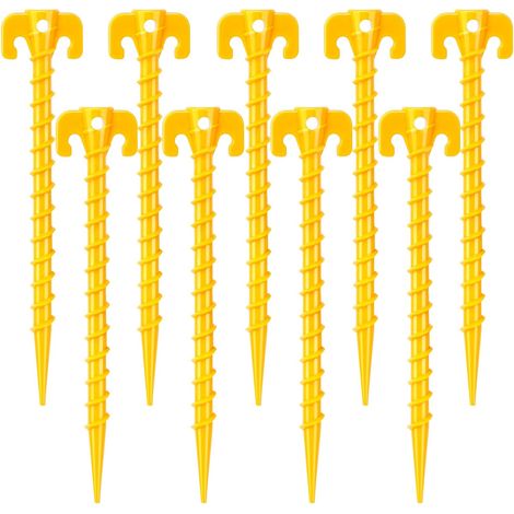 Lot de 15 piquets de tente en plastique à spirale - Ancrages à visser de 20 cm pour sable, robustes - Ancrages de sol en plastique résistants au vent pour la fixation de tentes, gonflables, auvents, b (1/5)