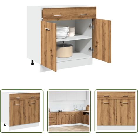Tiroirs cuisine - Armoire à tiroirs "Lyon" Chêne artisanal 80 x 46 x 81,5 cm Bois d'ingénierie (1/5)