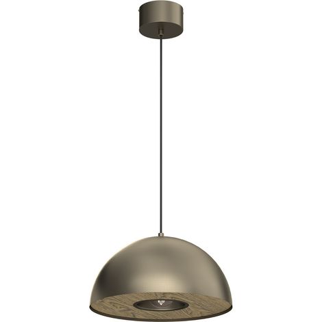 Suspension Elgund métal doré bois Ø35 E27 15W Luminex